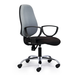 HOM1024-01 Chaise de bureau pivotante contemporaine, chaise ergonomique à dossier rembourré, base en métal chromé, design minimaliste pour ateliers - Product Image 1