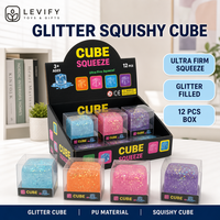 Cube souple scintillant anti-stress à presser, ultra-résistant, à remontée lente, pour apaiser les mains et calmer le bureau
