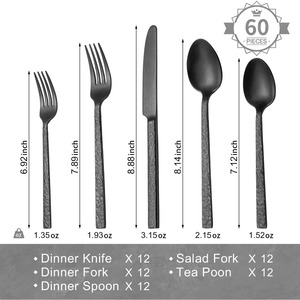 Set de couverts design noir fini avec poignée gravée couverts de luxe pour dîner fête mariage affichage cadeau vaisselle - Product Image 2