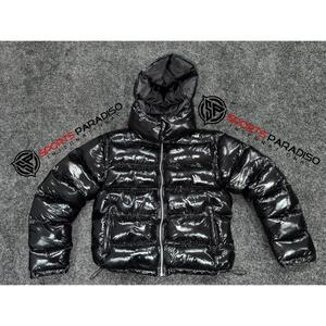 Men's High Shine Customized Color Puffer <b>Jacket</b> Winter Hooded Stand Collar Zipper Casual Long Waterproof Windproof Breathable - Product Image 1
