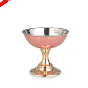 Tazón de fruta de diseñador de acero inoxidable con acabado de metal plateado de aspecto real para restaurante y bar de hotel - Product Image 2