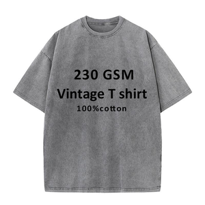 Vente en gros 100% coton personnalisé 230G lourd délavé à l'acide Vintage Streetwear à manches courtes t-shirt surdimensionné pour hommes avec un design vierge - Product Image 1