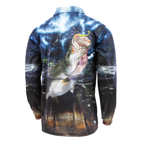 Chemises de pêche polo à manches longues pour hommes, anti-UV, boutonnées, col rabattu, polyester, service OEM personnalisé - Product Image 2