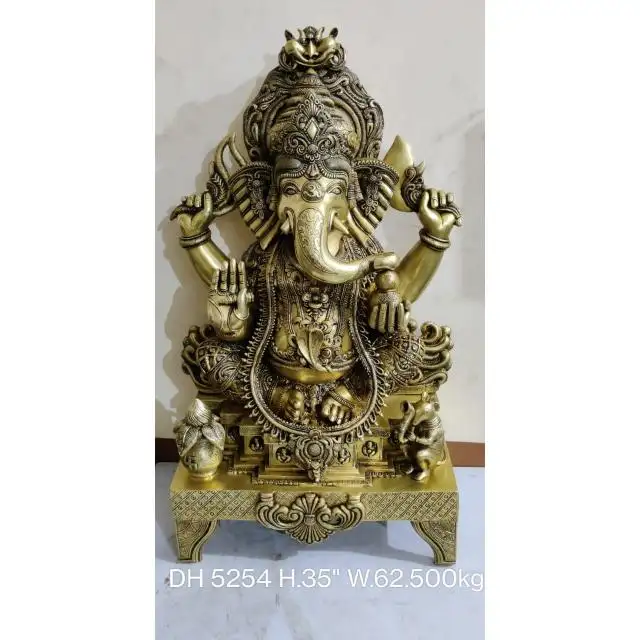 Pirinç Ganapati Lord Ganesha oturma heykel ev dekorasyon için hint tanrı pirinç Ganapati Ganesha tanrı heykeli en iyi fiyat