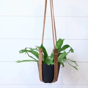 Genuine Leather Hanging <b>Basket</b> for Home Decor Foldable Real Leather <b>Plant</b> Hanger that Suspends House <b>Plants</b> - Product Image 1