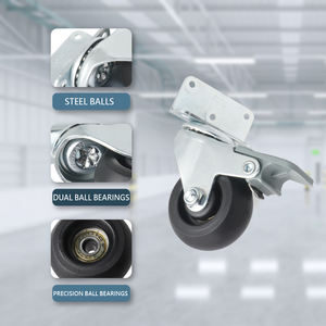Rueda giratoria de bloqueo de soporte de acero con acabado de zinc tipo L de fácil instalación con rueda de goma termoplástica - Product Image 4