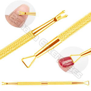 El mejor empujador de cutículas de acero inoxidable, limpiador de uñas dorado, raspador, elimina el esmalte de uñas de Gel, herramienta de Arte de uñas de Bahasa Pro - Product Image 4