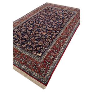 Tapis en laine noués à la main Aalam Deep Navy/soft Coral Pae-5122, motif floral abstrait, pour la maison, le couloir, le salon, les chambres d'adolescents, rectangulaire, patchwork puzzle - Product Image 2