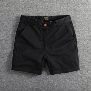 Bermudas d'été pour hommes, couleur unie, short respirant à hauteur du genou, vêtements de travail décontractés à la mode, short à 3 points, vente en gros - Product Image 3