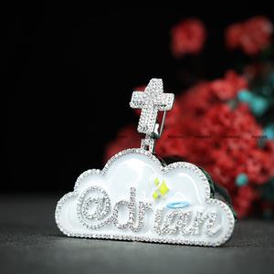 Pendentif Hip Hop personnalisé en moissanite, serti de diamants, testé positif au testeur de diamants, en argent sterling 925, émail, collier avec pendentif de nom pour homme et femme - Product Image 5