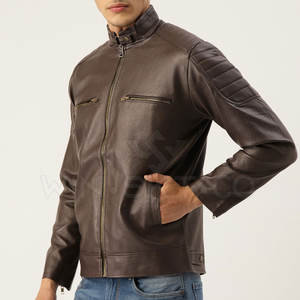 Chaqueta de Cuero de Diseño Nuevo Hecha a Medida con Cuello Alto y Logotipo Frontal, Chaqueta de Cuero para Hombre al por Mayor, Ajuste Cómodo - Product Image 1