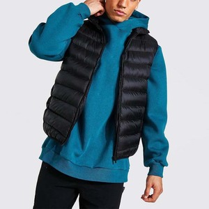 Vente en gros de vêtements d'extérieur solides et confortables de haute qualité pour hommes, veste à capuche à bulles épaisses, gilet chaud à capuche avec logo personnalisé pour hommes - Product Image 2