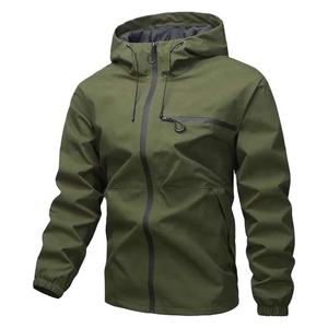 Service OEM, faible MOQ, nouvelle veste coupe-vent élégante pour homme avec capuche et fermeture éclair, fine et imperméable pour l'hiver - Product Image 2