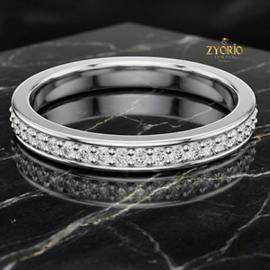 แหวนเพชรทรงกลมแบบไมโครเพฟ ทอง 14K แหวนแต่งงาน เครื่องประดับสำหรับผู้หญิง - Product Image 4