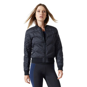 Women's Quilted Bomber <b>Jacket</b> Solid Color Full Sleeve Zipper Closure Stand Collar Short Length Autumn Wear - Product Image 5