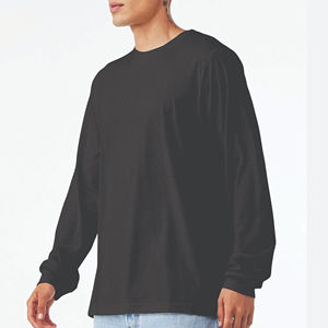 T-shirts à manches longues respirants pour hommes OEM T-shirts à manches longues en coton biologique mélangé en coton/poly vente en vrac - Product Image 3