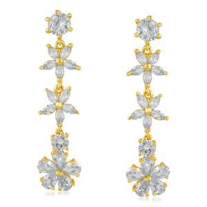 Pendientes colgantes de piedra AD chapados en oro rosa y plata Suhagan, pendientes de tuerca de perlas a la moda, para regalo de trajes lindos étnicos religiosos - Product Image 1