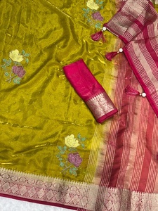 Sari en satin fantaisie pour occasions spéciales avec travail de diamants Zarkhan, fabricant et fournisseur de mode féminine de Surat - Product Image 6