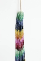 Perles de saphir multicolores faites à la main de 16 pouces, 3-4 mm, précieuses, arc-en-ciel, cadeau unique - Modèle LD Lustre, forme irrégulière, pour tiers