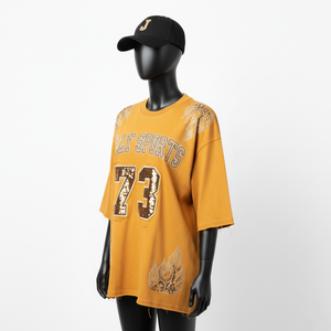 Camiseta Extra Grande para Mujer, Tela de Jersey de Algodón Premium, Ajuste Holgado, Logotipo Bordado con Lentejuelas, Camiseta Extra Grande 100% Algodón para Mujer - Product Image 4