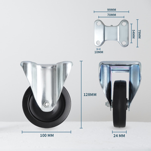 Rueda de goma pequeña y resistente de 100mm tipo fijo - Product Image 2