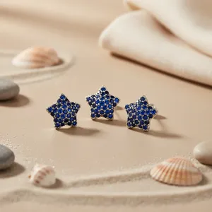Juego de Joyería de Plata 925 con Cristales de Estrás en Forma de Estrella, Pendientes y Collar Clásicos para Uso Diario, Regalo para Mujer - Product Image 3