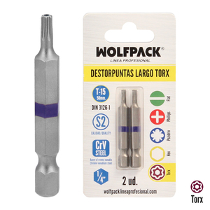 Set di Punte Torx Lunghe T15 (2 Pezzi) in Acciaio S2 al Cromo Vanadio - Product Image 1