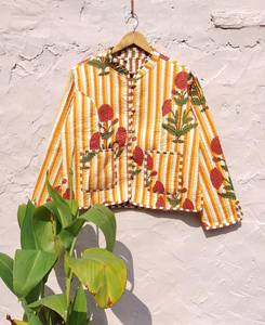 Chaquetas Kantha de seda de algodón Premium indio lujosa moda acolchada para mujer tradicional bordado a mano acolchado - Product Image 6