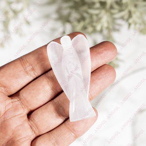 Natural White Color Selenite 2" Mini <b>Angels</b> Carved Premium Healing Crystals For Positiveness Meditation Decoration At Best Rate - Product Image 3