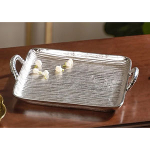 Bandeja de Servicio Rectangular Moderna de Aluminio Dorado con Asas, Bandeja Decorativa para el Hogar, Bandeja Decorativa para Restaurantes y Catering - Product Image 4