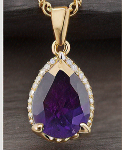 Bijoux de mariage de luxe pour femmes goutte d'eau collier de pierres précieuses bleu naturel améthyste pendentif diamant perle argent chaînes amoureux - Product Image 3