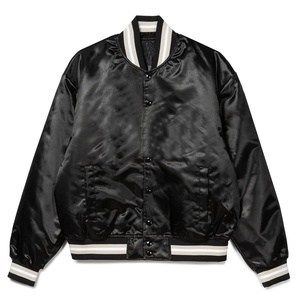 Polyester/Cotton Custom <b>Varsity</b> Embroidered Quilted Lined Stand Collar Front Logo <b>Men's</b> Baseball <b>Bomber</b> Satin <b>Jacket</b> - Product Image 5