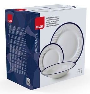 Set di stoviglie bianche Provence da 12 pezzi con bordo blu (Ibili 693500) - Product Image 2