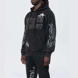 เสื้อฮู้ดคอตตอนผสมพลอยเทียมเสื้อผ้าแนวสตรีทเสื้อสวมหัวมีฮู้ดพิมพ์โลโก้แวววาวสำหรับฤดูใบไม้ร่วงฤดูหนาว - Product Image 4