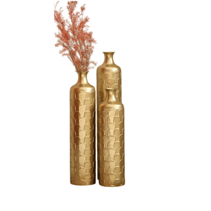 <b>Gold</b> Engraved Metal Flower <b>Vase</b> Luxury Decorative <b>Floor</b> <b>Vase</b> for Home Hotel & Office Decor - Product Image 5