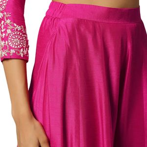 Ensemble Kurta Palazzo brodé en soie rose vente en gros de vêtements ethniques pour femmes OEM tenue de fête de mariage personnalisée en usine - Product Image 6