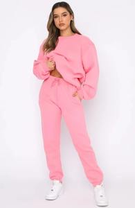 Traje de chándal informal de manga larga para Otoño e Invierno para mujer, nuevo jersey de cuello cruzado de Color sólido, conjunto de pantalones, tejido holgado - Product Image 5