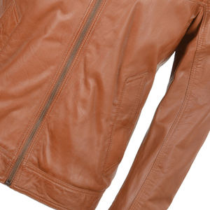 2025 haute qualité nouveau Design hommes lourd hiver combiné tissu fermeture éclair agneau cuir Biker vestes avec poches - Product Image 6