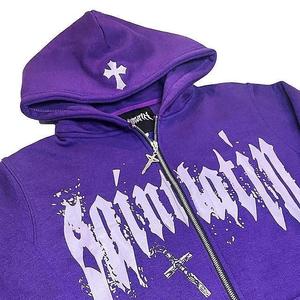 เสื้อฮู้ดมีซิปสำหรับผู้ชายเสื้อมีฮู้ดแบบสั่งทำผ้าฝ้าย GSM 450ขนาดใหญ่ - Product Image 2