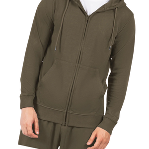 New <b>Mens</b> Olive <b>Green</b> Zip Up <b>Hoodie</b> Soft Cotton Fleece Sweatshirt with Front Pockets and Adjustable Hood for Casual Streetwear's - Product Image 4