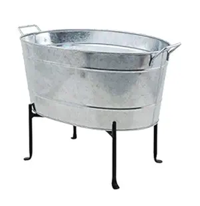 Bañera y soporte ovalados clásicos, acero galvanizado y negro - Product Image 4