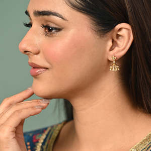 Compre Pendientes Jhumki Jhumka de Plata 925 de Primera Calidad para Mujer, Pendientes Colgantes con Patrón Geométrico de Cuarzo, Modernos y Clásicos para Bodas y Fiestas - Product Image 3