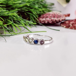 Chakra Seven Stone <b>Spiritual</b> Gemstone Ring Sterling Silver Wedding Anniversary Party Best <b>Gift</b> <b>for</b> <b>Her</b> - Product Image 2
