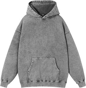<b>Vintage</b> Acid Washed Pullover Hoodie for Men Oversized Streetwear Customized Casual <b>Sweatshirt</b> Loose Fit Cotton Fleece Hoodie - Product Image 4