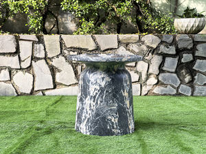 Table basse moderne pour salon, base en marbre tempête, table basse sculptée, finition en pierre, design déco pour application en villa - Product Image 2