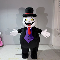 Costume de mascotte de vampire gonflable Baige avec chapeau haut-de-forme pour fête d'Halloween, événement et spectacle sur scène