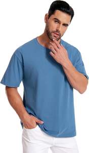 T-shirt à épaules tombantes 100% coton de haute qualité pour homme Tissu tricoté personnalisé - Product Image 4