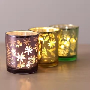 เชิงเทียนแก้วหรูหราสำหรับตกแต่งบ้านที่วางเทียนหอมใช้ซ้ำได้วางกลางโต๊ะ - Product Image 2