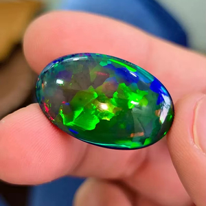 ธรรมชาติเอธิโอเปียนสีดำโอปอล cabochon. ชิ้นส่วนที่มีคุณภาพสูงสุด18.15 cts. โอปอลทรงหลังเบี้ยคุณภาพระดับโลก - Product Image 1