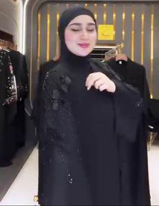 Prima mano trabajo Abaya estilo Dubai islámico elegante modesto mujer tradicional musulmana ropa con accesorio incluido - Product Image 2
